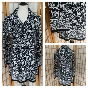 Style & Co Black & White Wool Blend Cardigan SZ L
